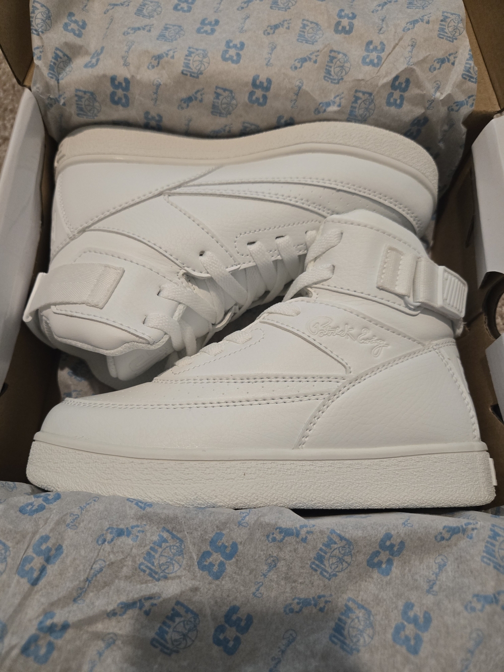 Patric Ewing All White Ewing Men's 33 HI x Orion Rebound Basketball Shoes. US 2
